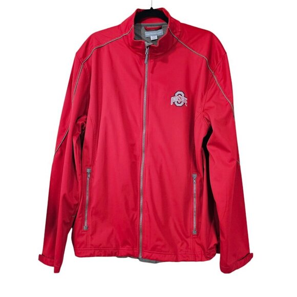 Cutter & Buck Weather Resistant Ohio State Red And Gray Softshell Jacket
